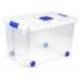 CONTENEDOR DE PLASTICO PLASTICFORTE 55 LITROS N 4 TRANSPARENTE CON TAPA 590X400X350 MM