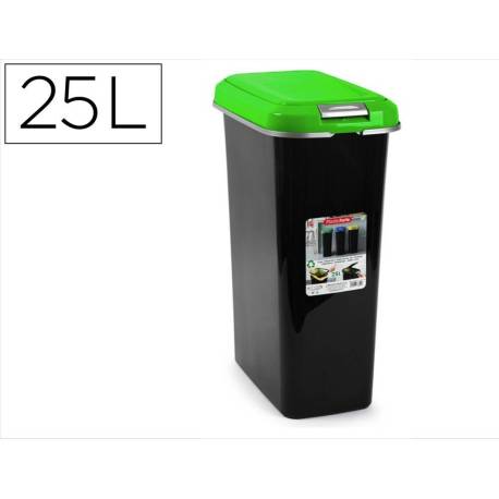 CONTENEDOR PARA RECICLAJE PLASTICFORTE 25 L CON TAPA COLOR VERDE PARCHIS