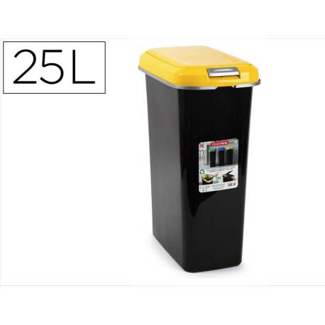 CONTENEDOR PARA RECICLAJE PLASTICFORTE 25 L CON TAPA COLOR AMARILLO PARCHIS