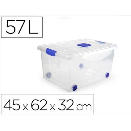 CONTENEDOR PLASTICO PLASTICFORTE N 5 TRANSPARENTE CON TAPA CAPACIDAD 57 L
