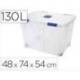 Contenedor plastico plasticforte 130 litros n 16 transparente con tapa 480x740x540 mm