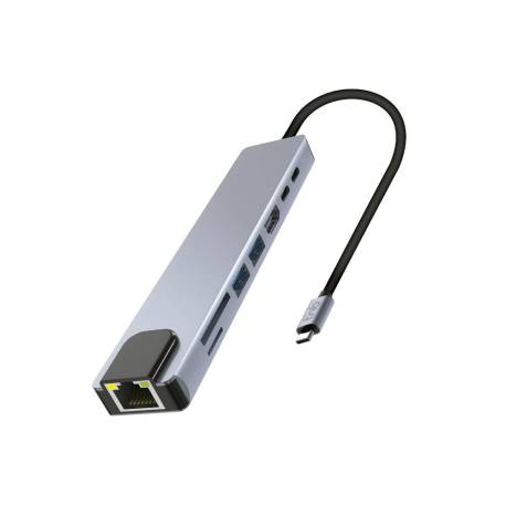 HUB TNB ICLIK 8 EN 1 USB-C COLOR ALUMINIO