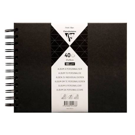 ALBUM DE FOTOS ESPIRAL CLAIREFONTAINE TAPA DURA NEGRA 210X160 MM 40 HOJAS 185 G
