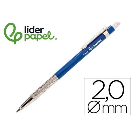 PORTAMINAS LIDERPAPEL COLECCION 4 CON CLIP Y SACAPUNTAS 2 MM AZUL