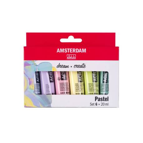 PINTURA ACRILICA AMSTERDAM 20 ML CAJA DE 6 COLORES SURTIDOS PASTEL