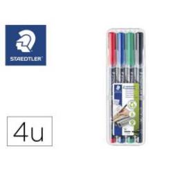 Rotulador Retroproyección Permanente Staedtler Lumocolor 317 de 4 Colores Surtidos Punta Superfina Redonda