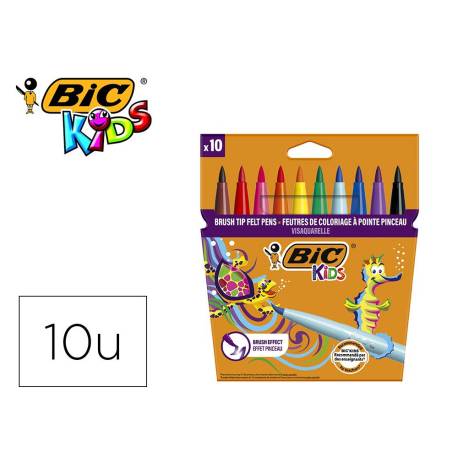 Rotulador Bic Kid Visaquarelle Punta Fina Extraflexible Pack 10 unidades