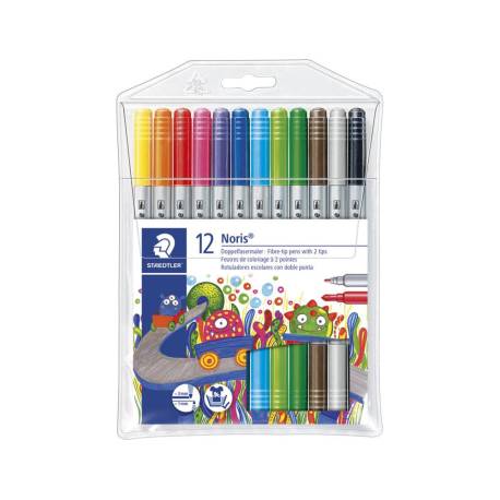 Rotulador Staedtler Noris Club doble punta media y gruesa lavable caja 12