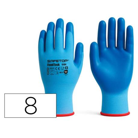 GUANTES DE NITRILO SAFETOP FOODTASK ALIMENTARIO AZUL SOLIDO TALLA 8