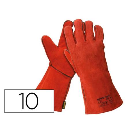 GUANTES DE SOLDADOR SAFETOP ESSEN 35 CM COLOR ROJO TALLA 10