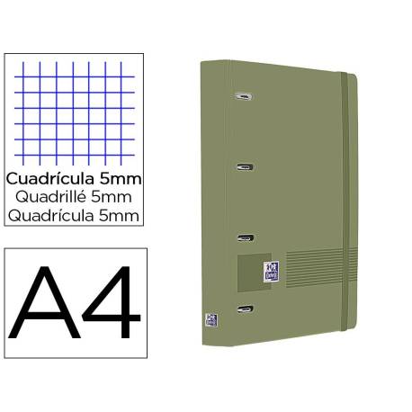 CARPETA 4 ANILLAS OXFORD EUROPEANBINDER LIVE&GO TAPA POLIFOAM DIN A4 + RECAMBIO 120 HOJAS CUADRO 5 MM VERDE