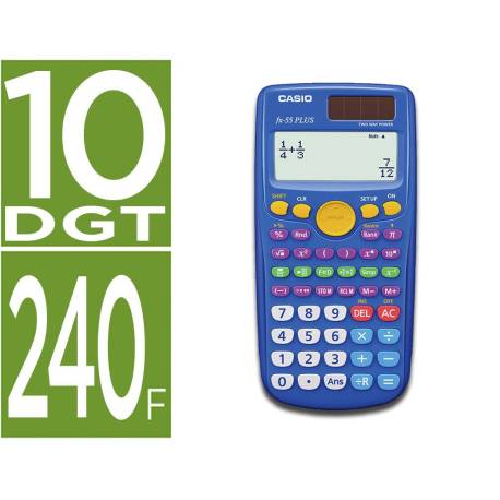 CALCULADORA CASIO FX-55 PLUS CIENTIFICA 240 FUNCIONES PANTALLA DE CUATRO LINEAS SOLAR Y PILA