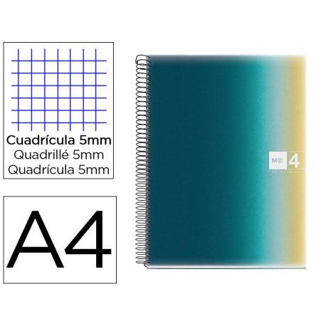 CUADERNO ESPIRAL MIQUELRIUS DIN A4 80 HOJAS 90 GR CUADRO 5 MM TAPA FORRADA AURORA ICELAND
