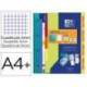 CARPETA CON RECAMBIO OXFORD EBINDER L&G VIVOS DIN A4+ 4 ANILLAS 35 MM RECAMBIO 80 H CUADRO 5 MM + JUEGO 5