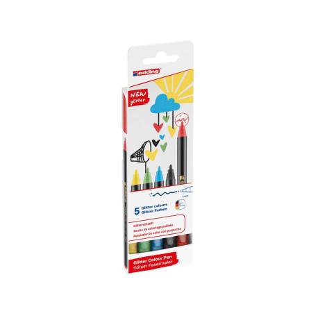 ROTULADOR EDDING PUNTA FIBRA 1200 PUNTA REDONDA 0,5 MM GLITTER BASICO CAJA DE 4 UNIDADES COLORES SURTIDOS