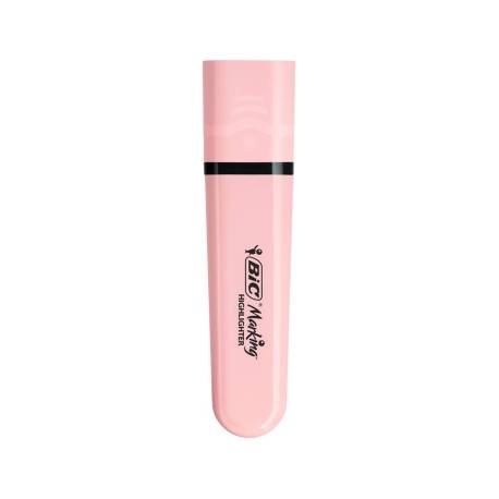ROTULADOR BIC FLAT FLUORESCENTE ROSA PASTEL CAJA DE 12 UNIDADES