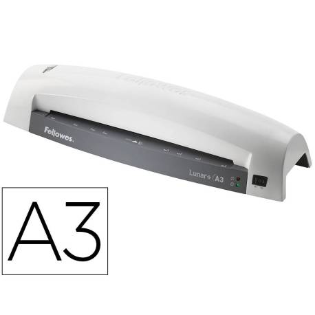 PLASTIFICADORA FELLOWES LUNAR A3 2 RODILLOS SISTEMA ANTIATASCOS HASTA 125 MICRAS COLOR BLANCO