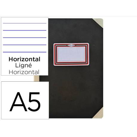 LIBRO CARTONE COSIDO FERNANDES FLECHA DIN A5+ RAYADO HORIZONTAL 100 HOJAS 100 GR NEGRO
