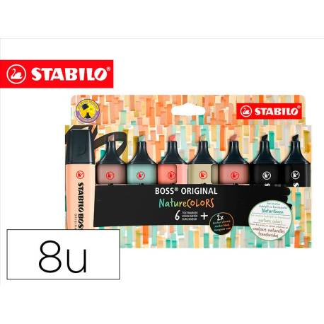 ROTULADOR STABILO BOSS PASTEL FLUORESCENTE 70 NATURE COLORS ESTUCHE DE 8 UNIDADES COLORES SURTIDOS