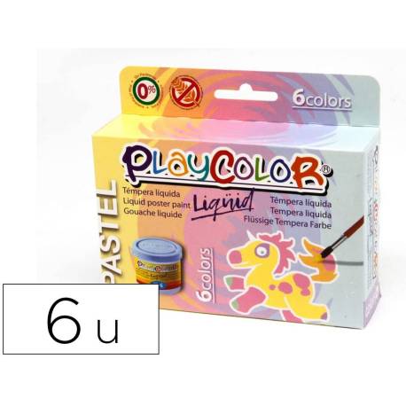 TEMPERA LIQUIDA PLAYCOLOR LIQUID PASTEL 40 ML CAJA DE 6 UNIDADES COLORES SURTIDOS
