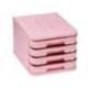 FICHERO CAJONES DE SOBREMESA FAIBO PLASTICO 100% RECICLABLE 4 CAJONES ROSA PASTEL 28,5X37,5X23 CM