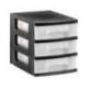 CAJONERA ARCHIVO 2000 6 CAJONES TRANSPARENTE CARCASA NEGRA 6 LITROS CON RUEDAS 390X290X685 MM