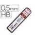 MINAS ROTRING GRAFITO 0,5 MM HB ESTUCHE DE 12 MINAS