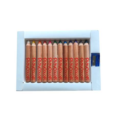 LAPICES DE COLORES PLAYCOLOR MAXI BASIC CON SACAPUNTAS CAJA DE 12 UNIDADES COLORES SURTIDOS
