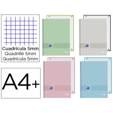 CUADERNO ESPIRAL OXFORD EUROPEANBOOK 1 YOU TAPA EXTRADURA DIN A4+ 80 HOJAS CUADRO 5 MM COLOR PASTEL