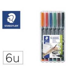 Rotulador Retroproyección Permanente Staedtler Lumocolor 317 de 6 Colores Surtidos Punta Superfina Redonda