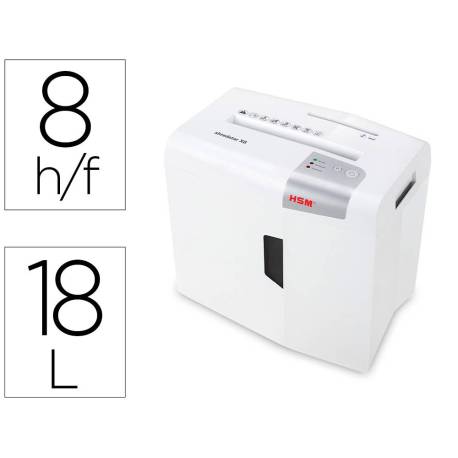 Destructora de Documentos HSM Shredstar X8 Corte en partículas 8 Hojas 18L Nivel seguridad P-4 en Blanco
