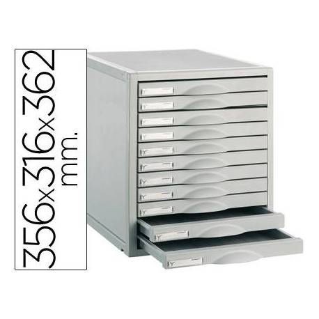 Fichero cajones de sobremesa 8211c 356x316x362 mm 11 cajones color gris