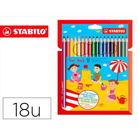 Lapices de colores Stabilo triangulares 18 unidades