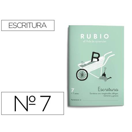 Cuaderno Rubio Escritura nº 7 Escritura con minúsculas, dibujos, números, grecas con letra continua