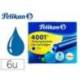 Tinta para plumas pelikan azul real caja 6 cartuchos