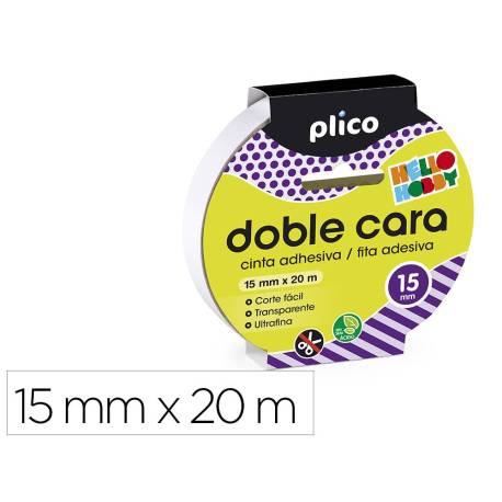 Cinta adhesiva marca Plico doble cara 15mm x 20mt