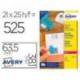 ETIQUETA ADHESIVA AVERY PERMANENTE PARA IMPRESORA LASER BLANCA 63,5X38,1 MM CAJA DE 525 UNIDADES