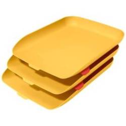 BANDEJA SOBREMESA LEITZ PLASTICO SET DE 3 UNIDADES COLOR AMARILLO