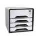 FICHERO CAJONES DE SOBREMESA CEP SMOOVE SECURE CON CERRADURA 4 CAJONES COLOR BLANCO/NEGRO 288X360X270 MM