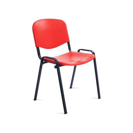 SILLA ROCADA CONFIDENTE ESTRUCTURA METALICA RESPALDO Y ASIENTO EN POLIMERO COLOR ROJO