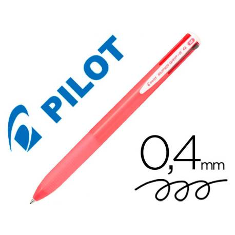 BOLIGRAFO PILOT SUPERGRIP G 4 COLORES RETRACTIL SUJECION DE CAUCHO TINTA BASE DE ACEITE CUERPO COLOR ROSA