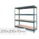 Estanteria metalica ar stocker 200x200x70 cm 4 estantes 450 kg por estante bandeja de madera sin