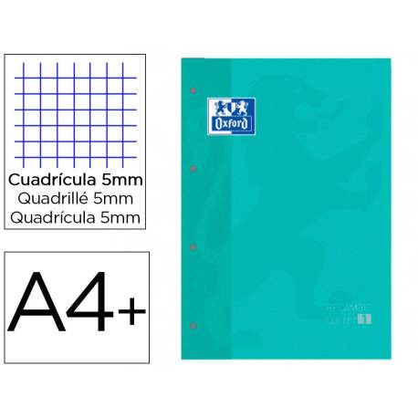 Recambio color 1 oxford din a4+ 80 hojas 90 gr cuadro 5 mm 4 taladros ice mint.