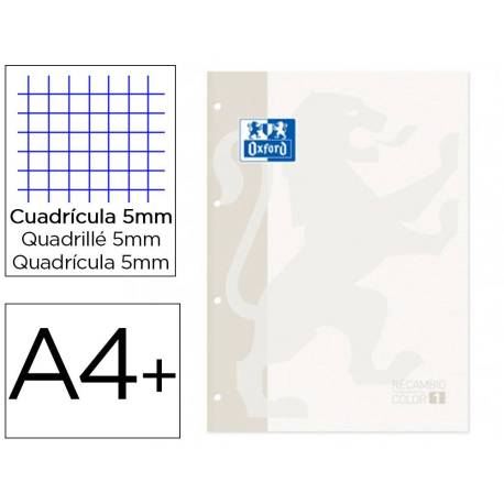 Recambio Oxford DIN A4 + 4 taladros 90 gr cuadrícula 5mm blanco