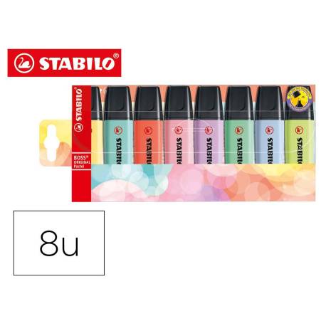 ROTULADOR STABILO BOSS FLUORESCENTE 70 PASTEL ESTUCHE DE 8 UNIDADES COLORES SURTIDOS