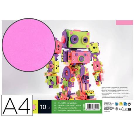 Goma eva liderpapel color rosa paquete de 10 hojas