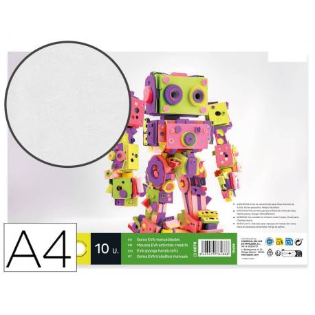Goma eva liderpapel color blanco paquete de 10 hojas