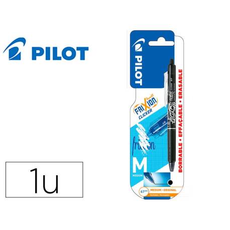 BOLIGRAFO PILOT FRIXION CLICKER BORRABLE 0,7 MM PUNTA MEDIA NEGRO EN BLISTER