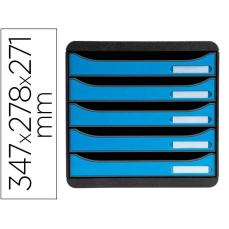 FICHERO DE CAJONES SOBREMESA EXACOMPTA BIG-BOX CLEAN SAFE 5 CAJONES AZUL