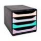FICHERO DE CAJONES SOBREMESA EXACOMPTA BIG-BOX AQUAREL NEGRO 4 CAJONES COLORES PASTEL GLOSSY